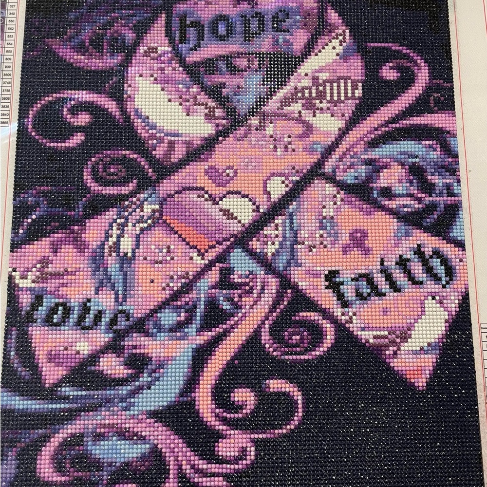 Purple and Pink Ribbon Diamond Dot Wall Art